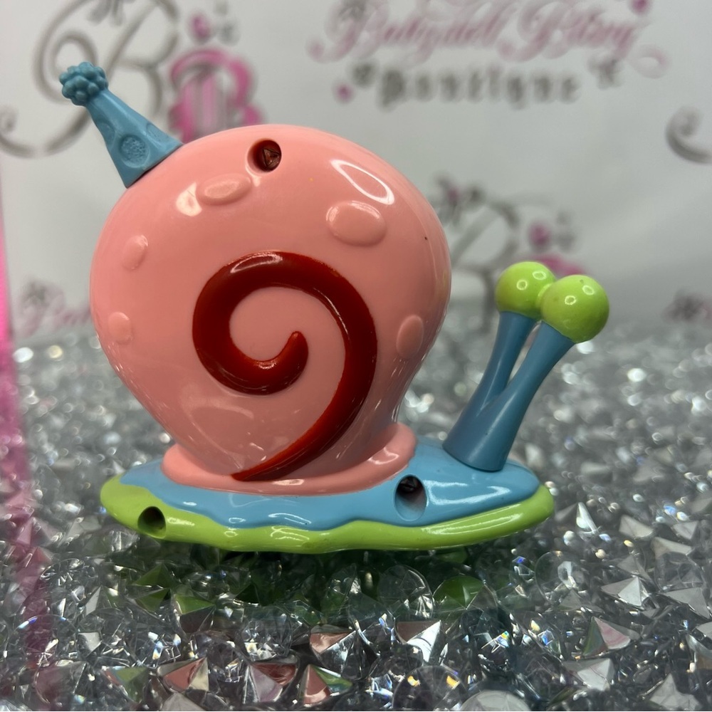 SpongeBob Garry toy 2002 Squarepants Pink & Blue Snail Rattle Toy - Picture 4 of 7